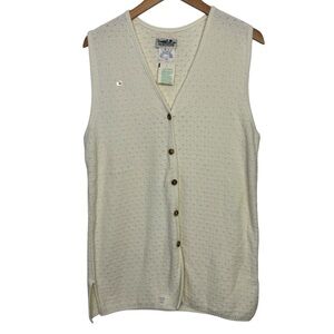 Northern Reflections Sweater Vest Cream Button-Up Knit Size M NWT Vintage